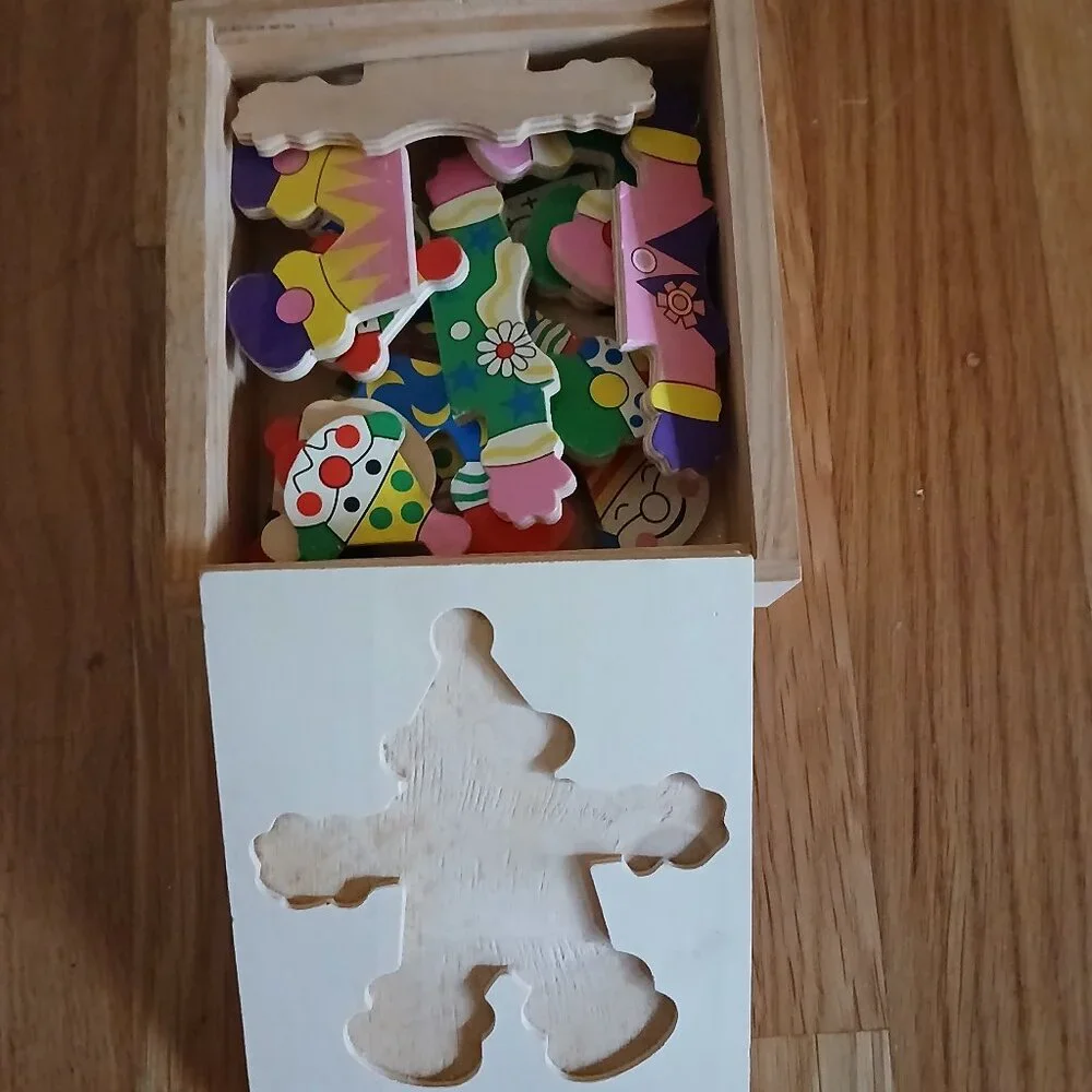 Wooden Clown Dress up 6 x Mix Match puzzle used